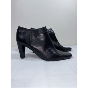 Bandolino Womens 9.5M Black Soft Leather Ankle Booties Heel Office‎ Carrier Y2K